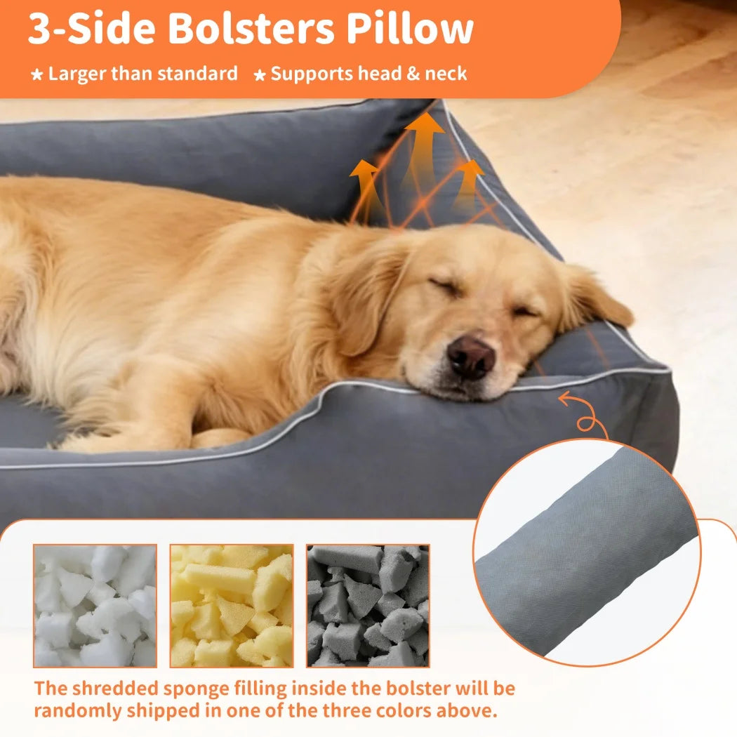 Borwart Orthopedic Dog Bed With Removable Cover And Waterproof Liner