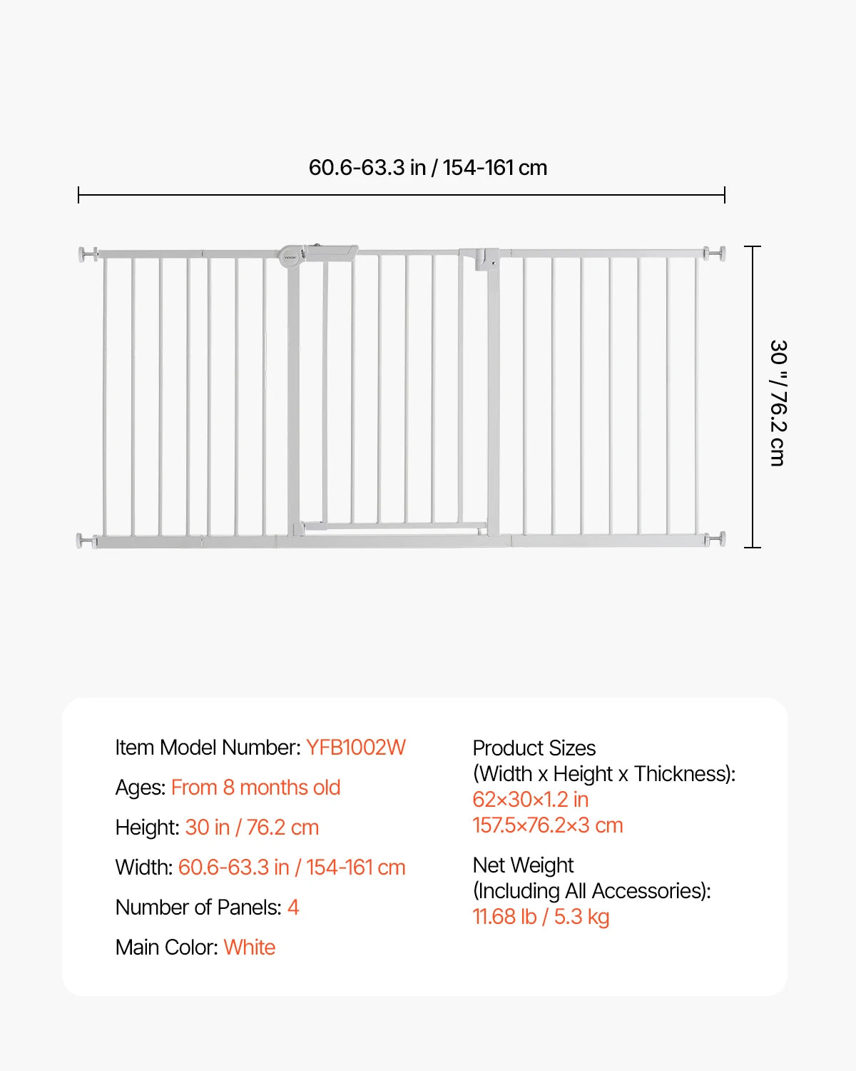 SucceBuy Stainless Steel Pressure Mount Baby Safety Gate
