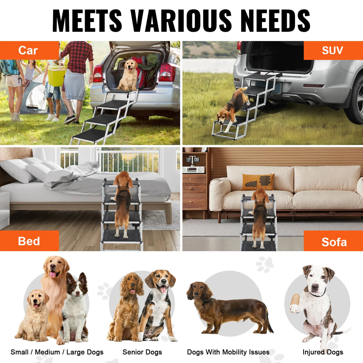 SucceBuy Folding Dog Car Steps Lightweight Portable