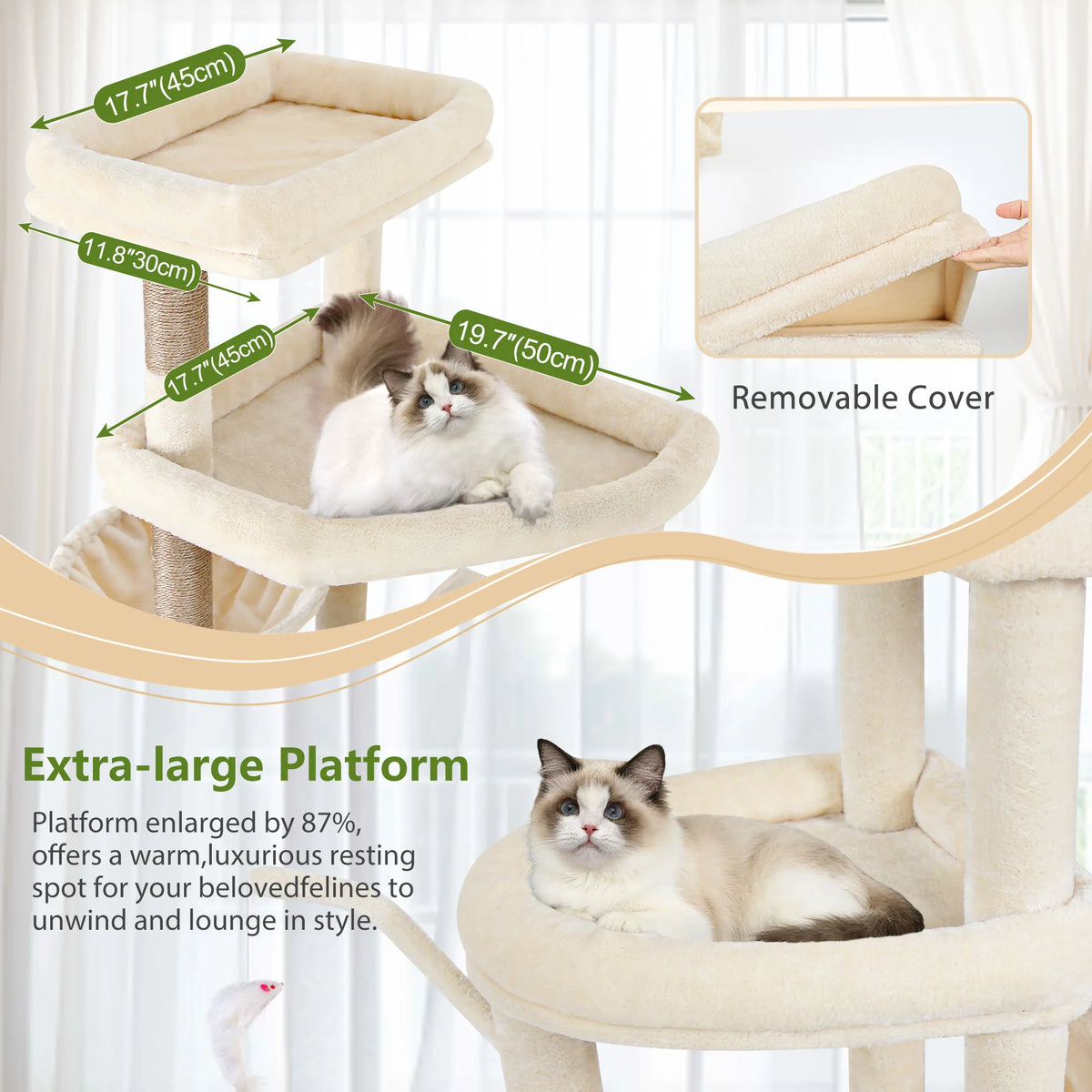 Globlazer Multi-Level Cat Tree Condos Hammock and Sisal Scratching Posts