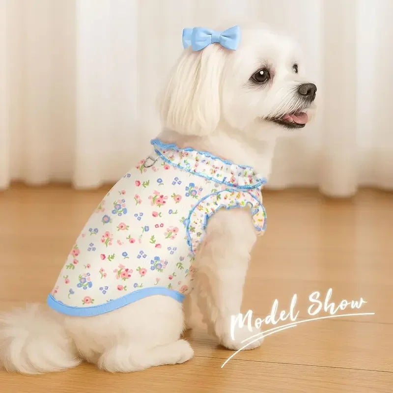 Breathable Ruffled Sleeve Dog Shirt With Elastic Fit for Puppies