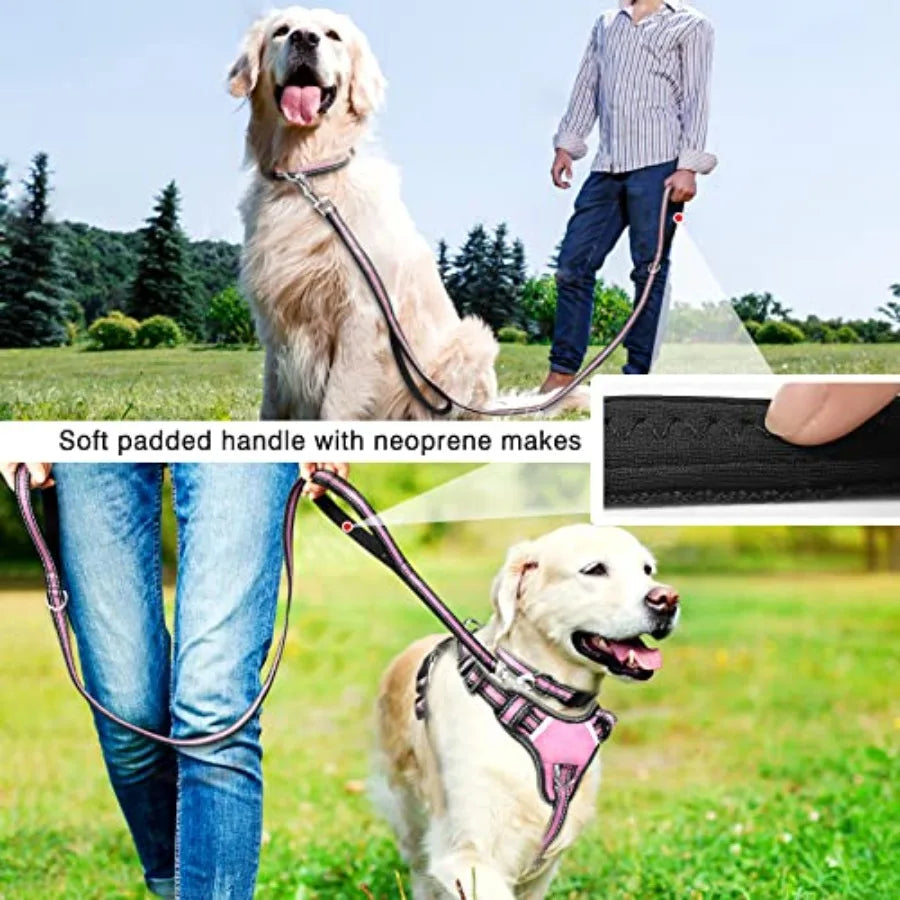 Reflective Dog Harness Collar Leash Set With No Pull Design