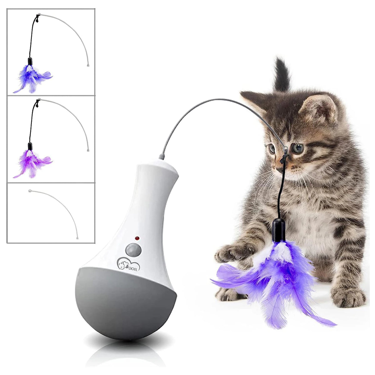 DOEL Automatic 360 Interactive Cat Feather Teaser Toy