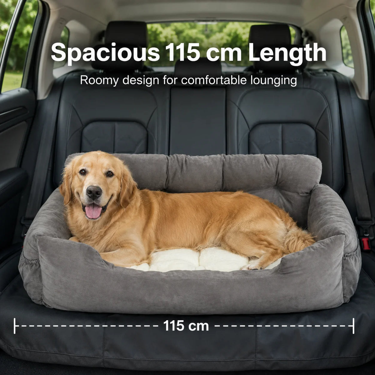 Portable Pet Car Seat With Safety Leash Storage Pockets
