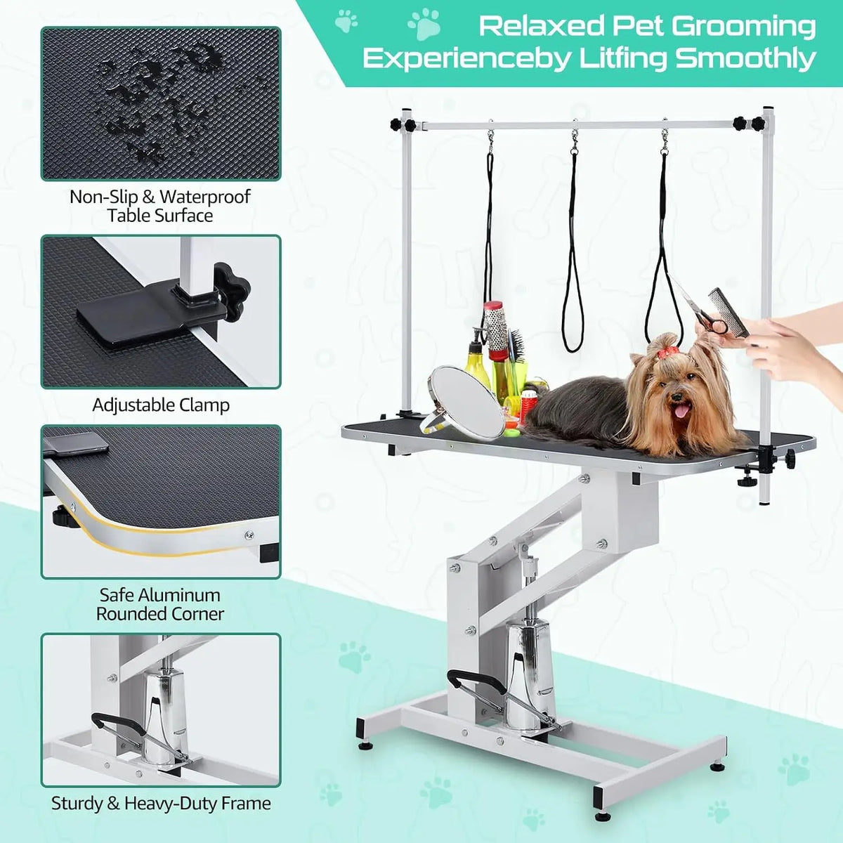 Garvee Heavy Duty Adjustable Electric Dog Grooming Table With Arm