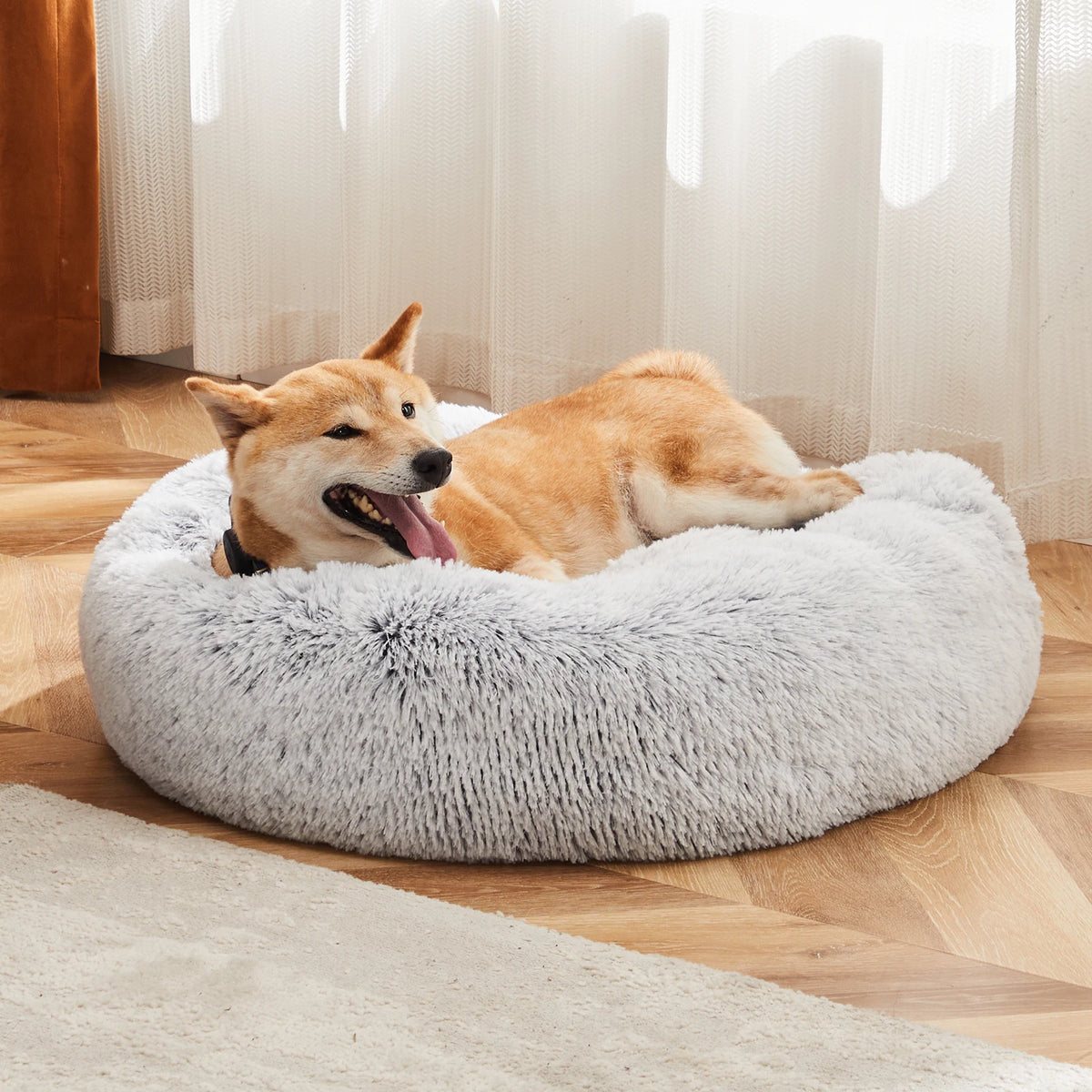 JHK Calming Premium Faux Fur Washable Anti Slip Dog Bed
