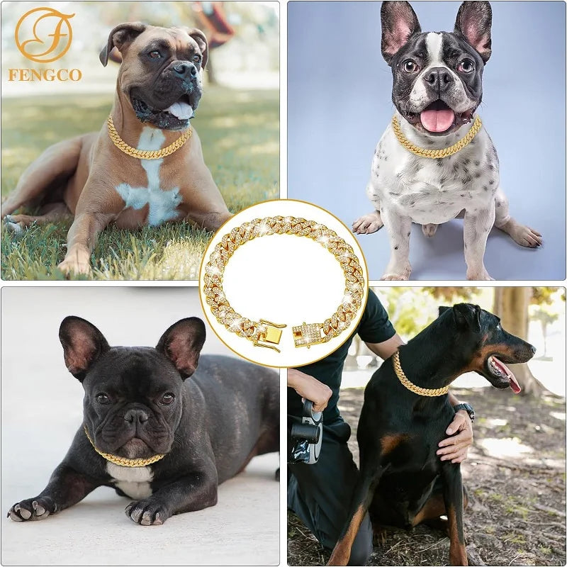 Luxury Stainless Steel Dog Chain Collar Pet Jewelry Accessory