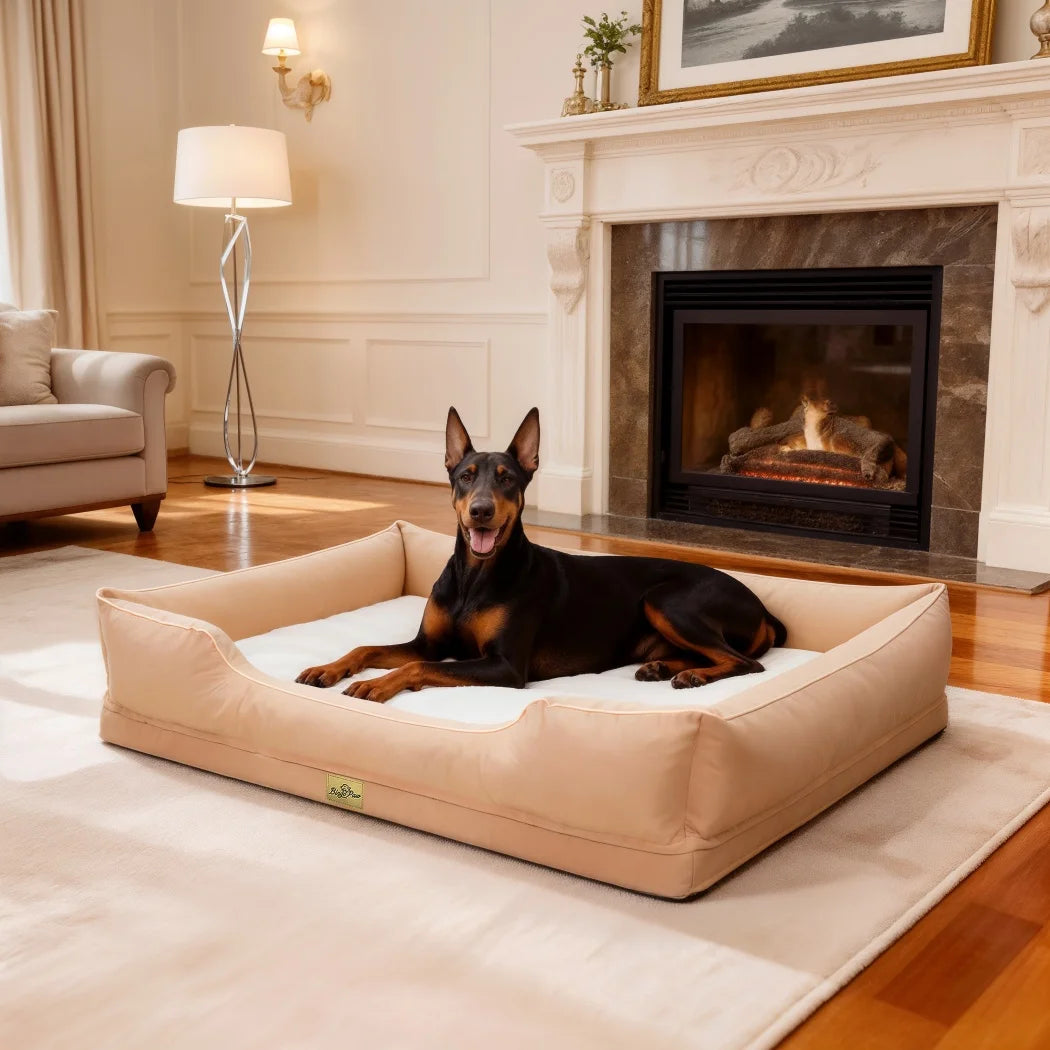 Borwart Orthopedic Dog Bed With Removable Cover And Cushy Bolster