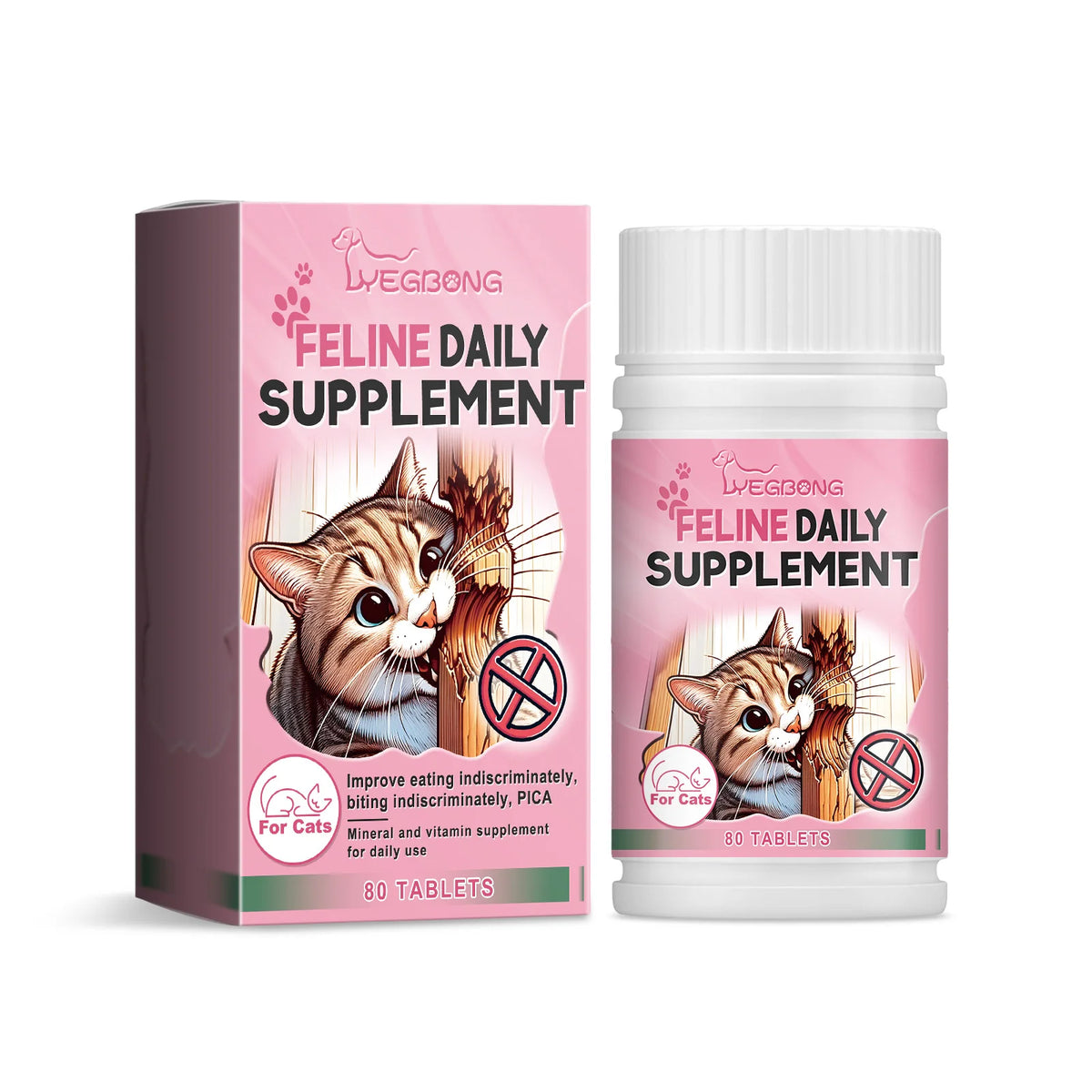 Cat Trace Element Tablets, Feline Vitamin Mineral Supplement, Supply Essential Nutrients & Balance Daily Diet