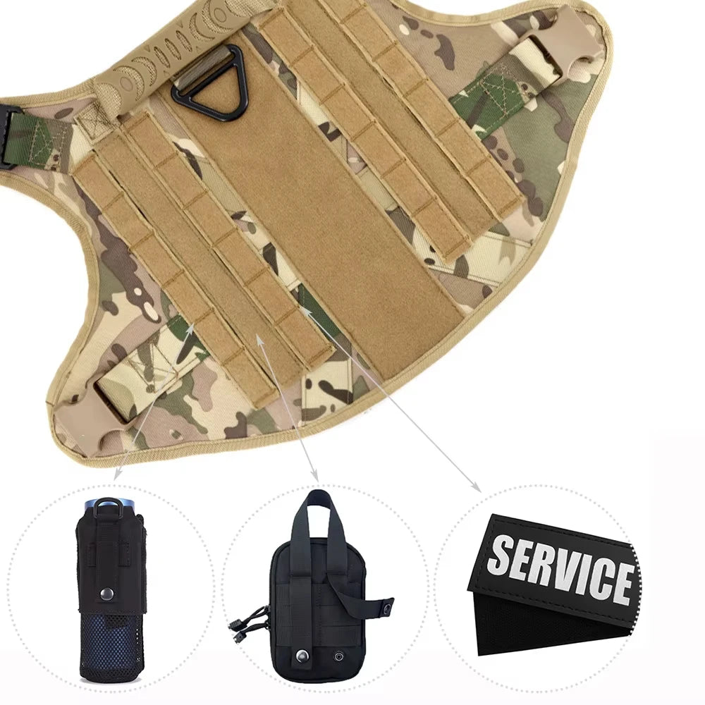 Petravel Tactical Dog Harness Vest With Collar Leash Set