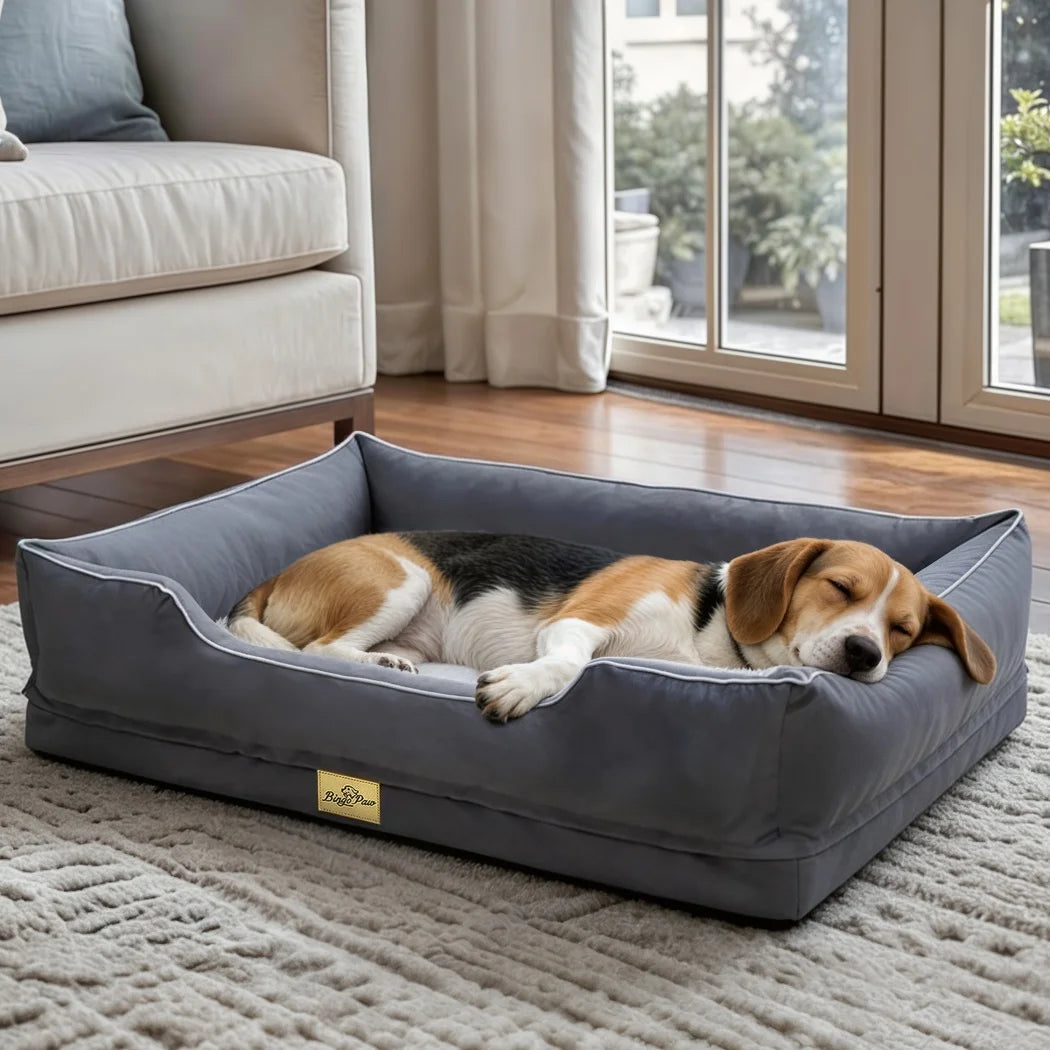 Borwart Orthopedic Dog Bed With Removable Cover And Cushy Bolster