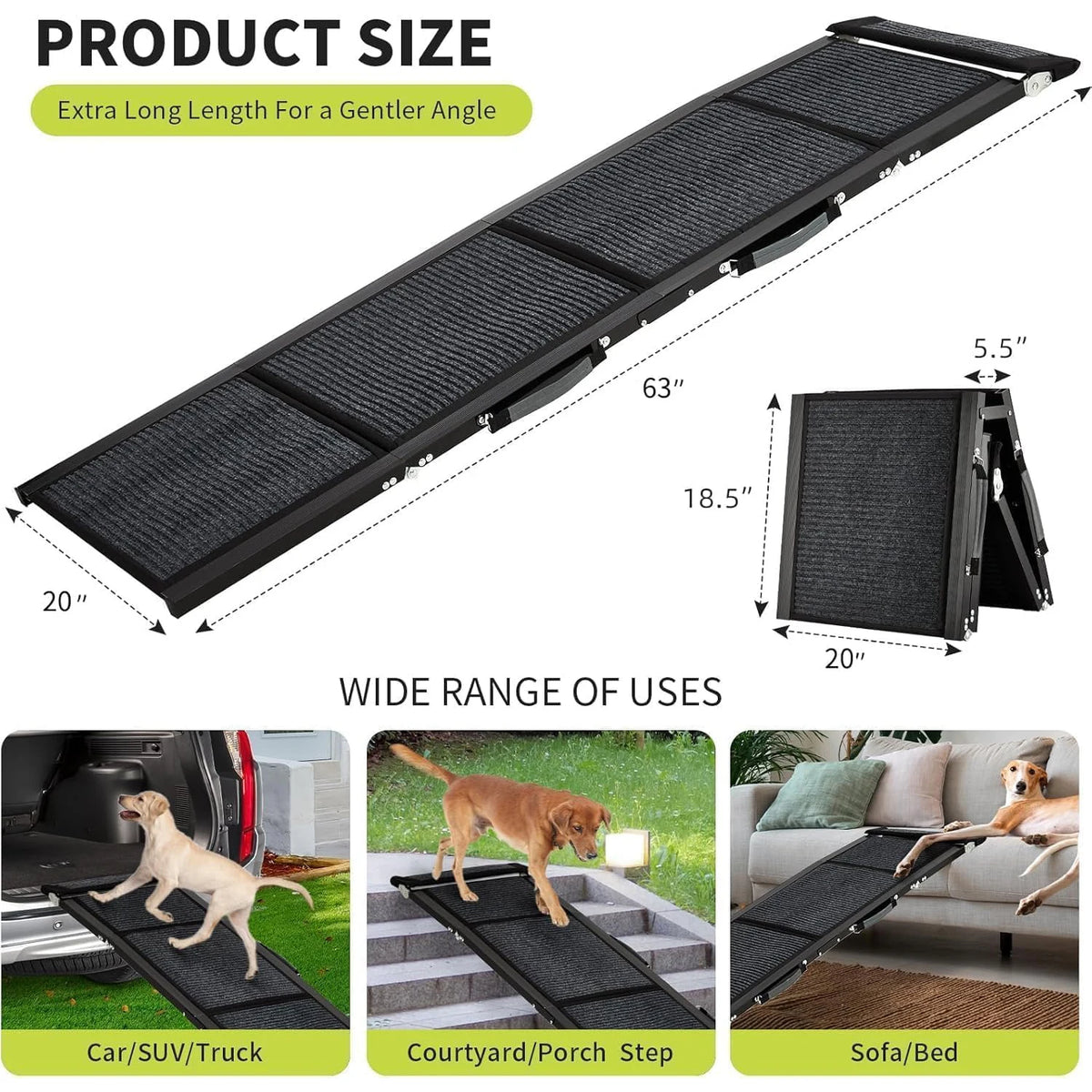 HiMISS Non Slip Folding Dog Car Ramp For Pet Travel