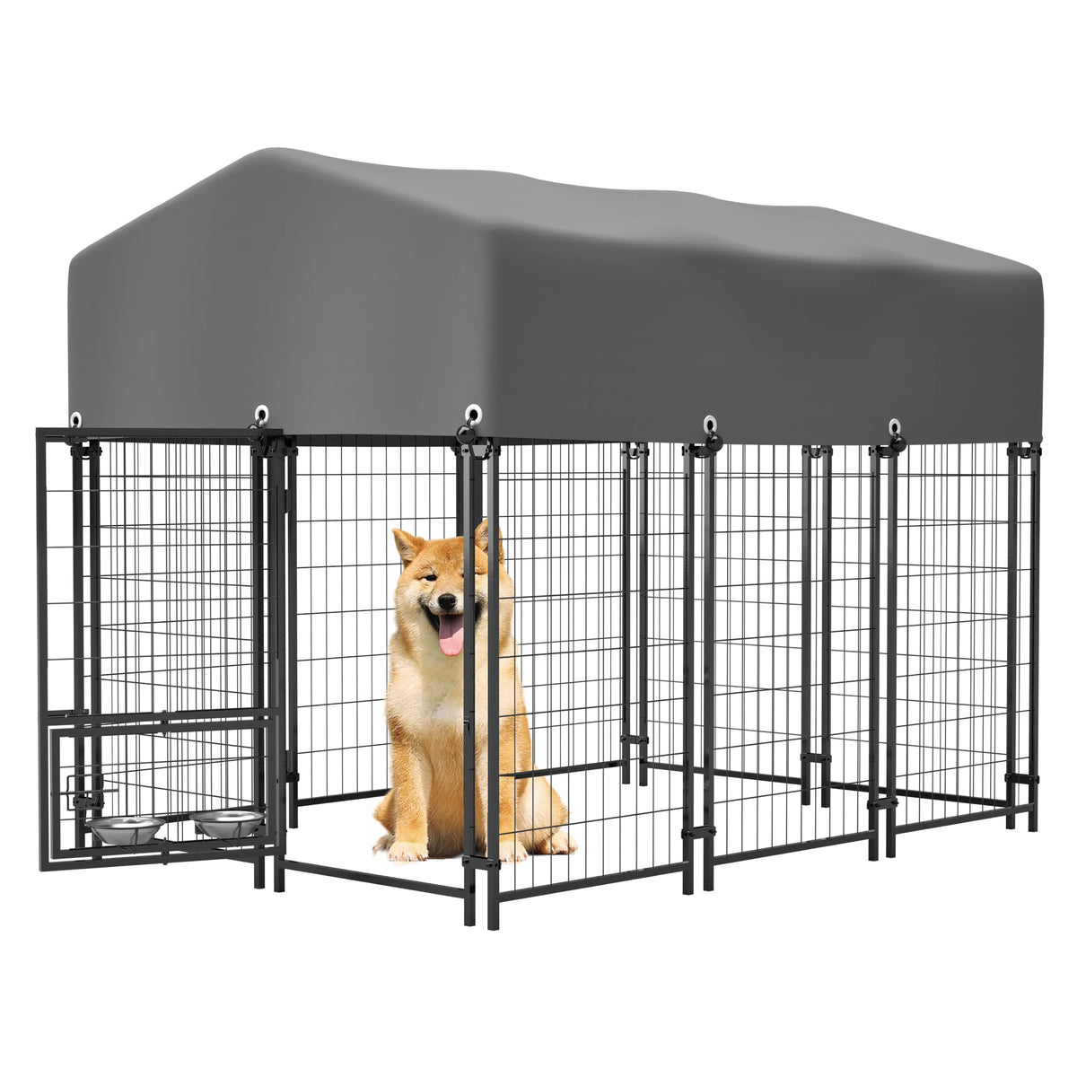 Heavy Duty Welded Wire Dog Kennel With Outdoor Waterproof Cover