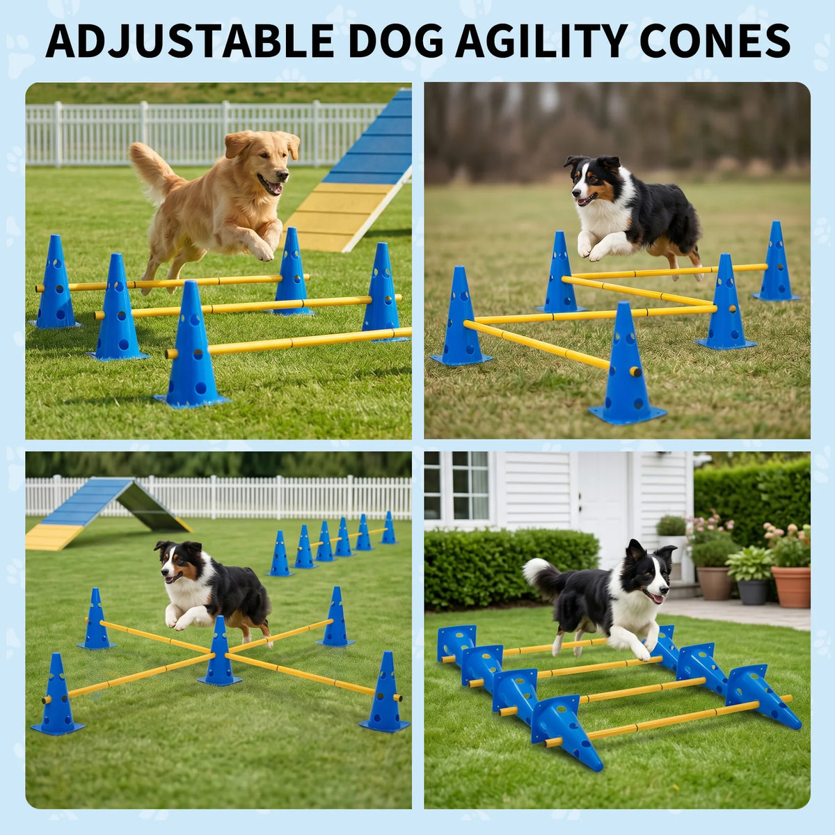 Dog Agility Training Set With Adjustable Hurdles And Cones