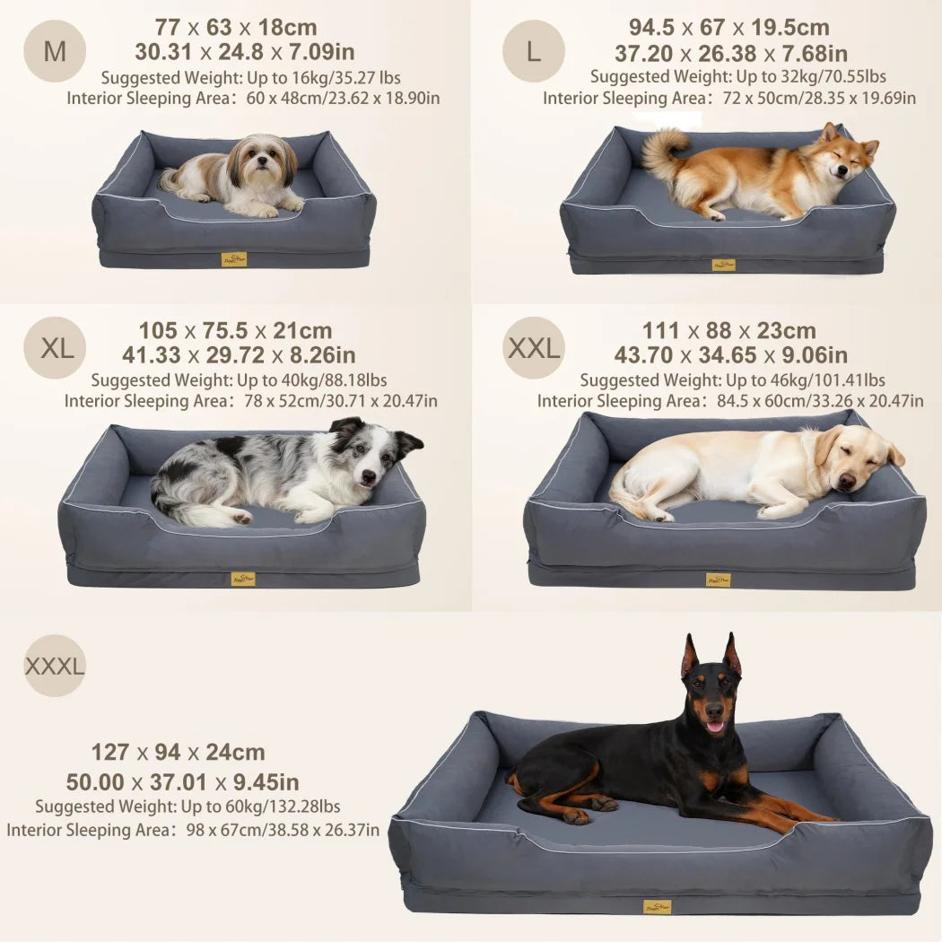 Borwart Orthopedic Dog Bed With Removable Cover And Waterproof Liner