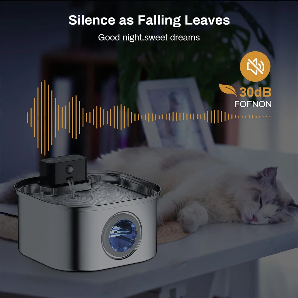 Wireless Stainless Steel Automatic Pet Water Fountain For Cats And Dogs