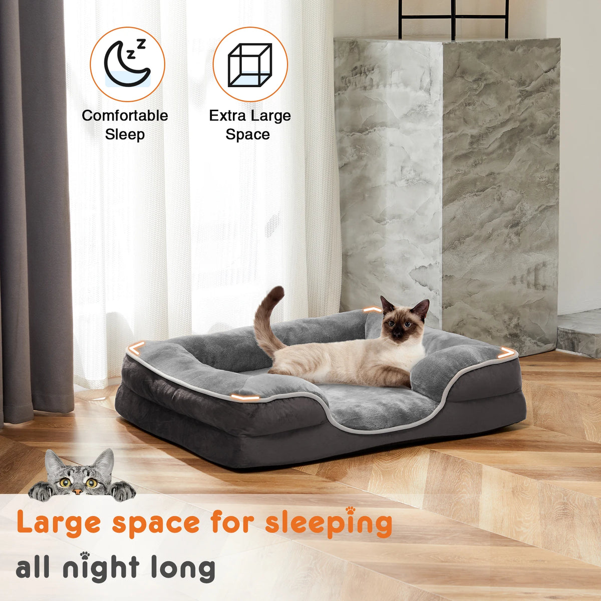 JHK Orthopedic Memory Foam Dog Bed With Washable Removable Cover
