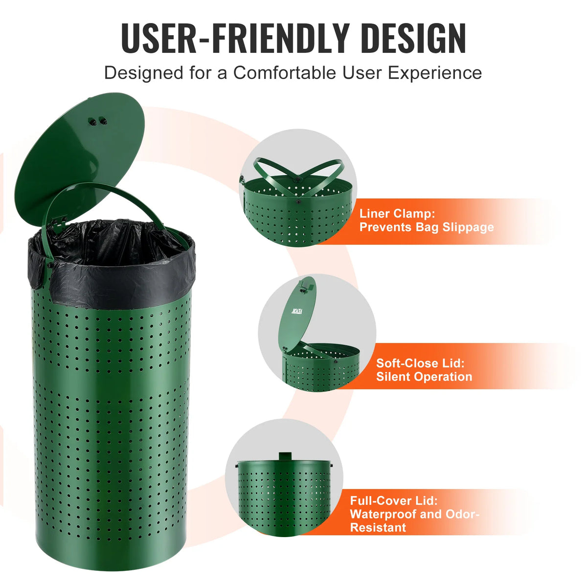 VEVOR Dog Poop Trash Can 11.5 Gallons Outdoor Dog Waste Bin with Lid for Pet Waste Station Dog Waste Disposal Container for Yard