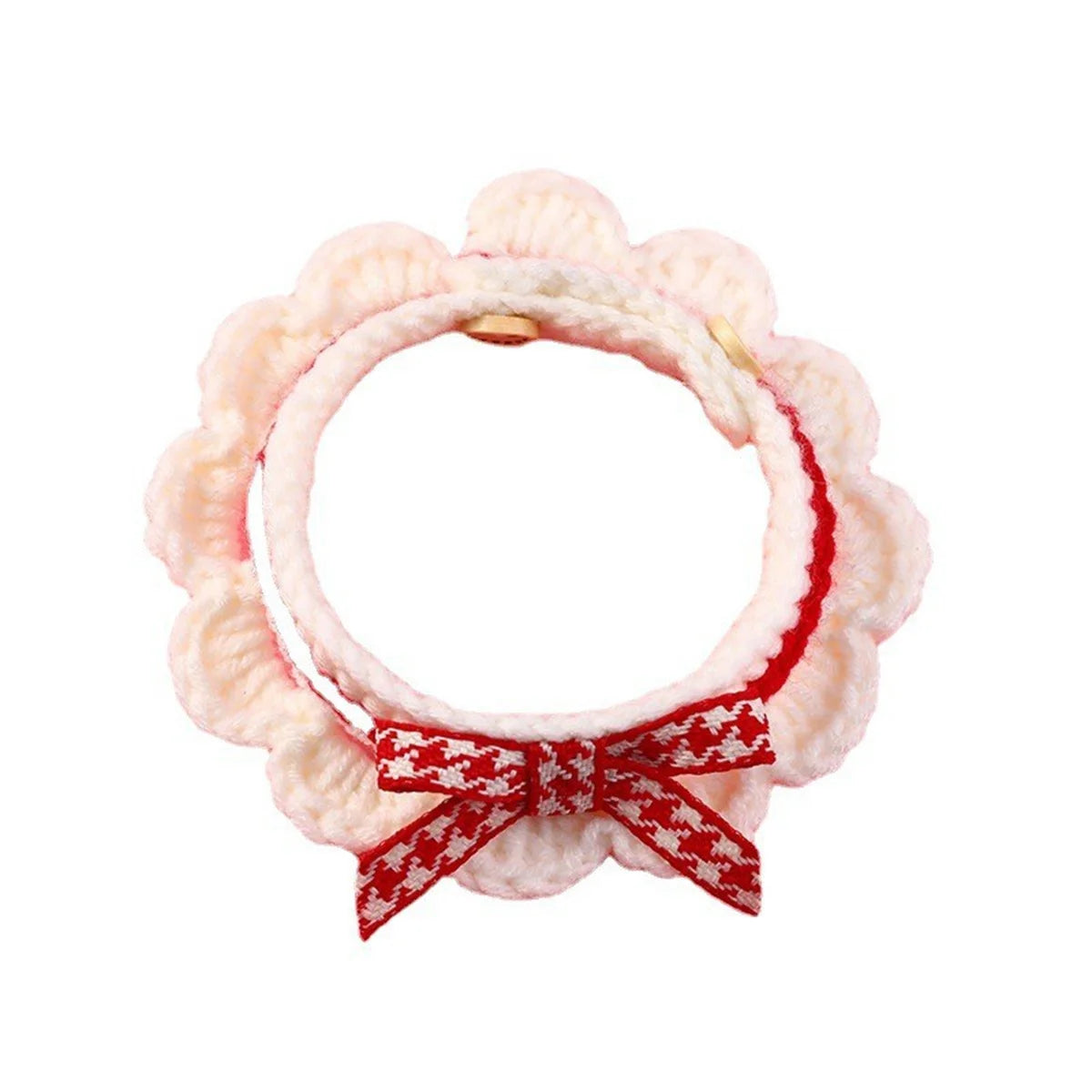 Adjustable Knitted Bowknot Collar For Puppies With Lace Decoration