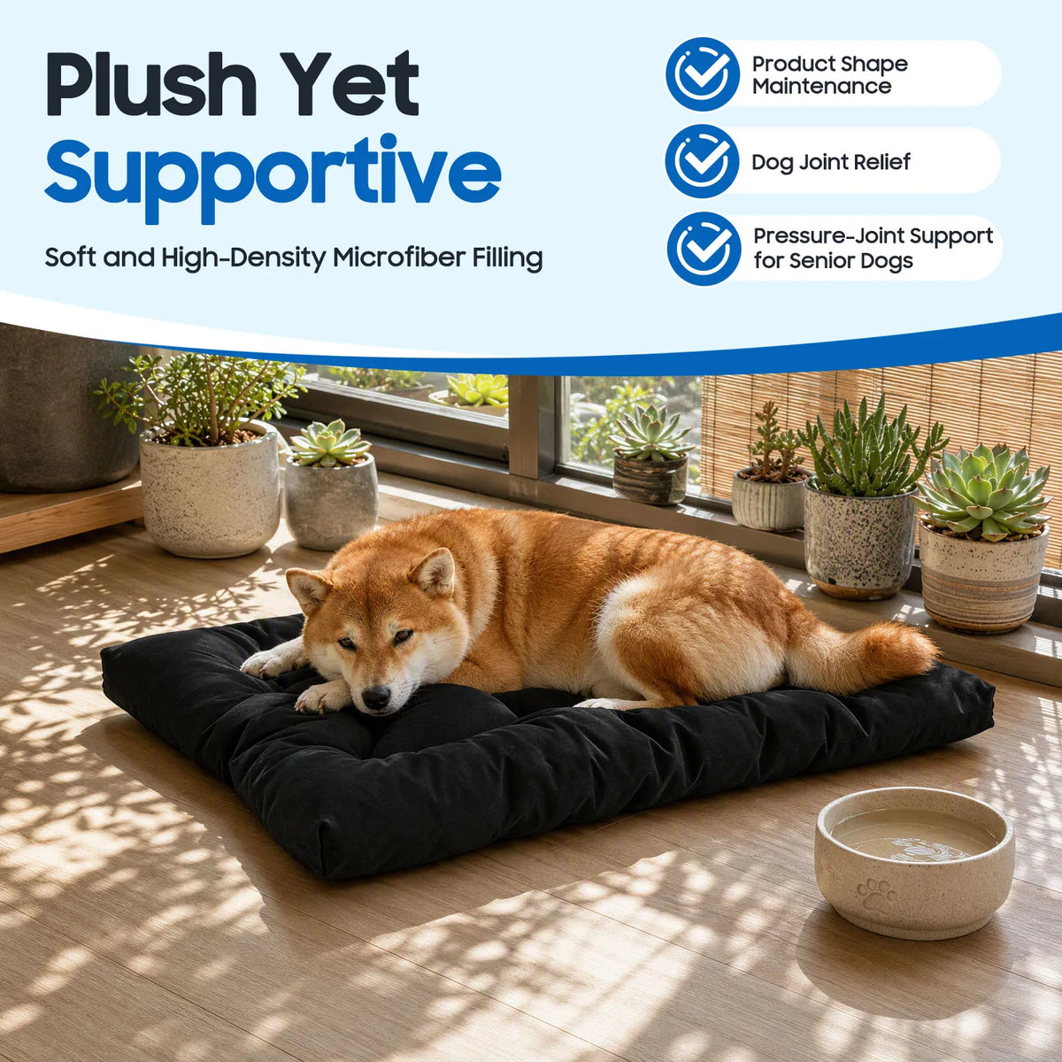 Chew Proof Washable Dog Crate Bed for Indoor Outdoor Travel