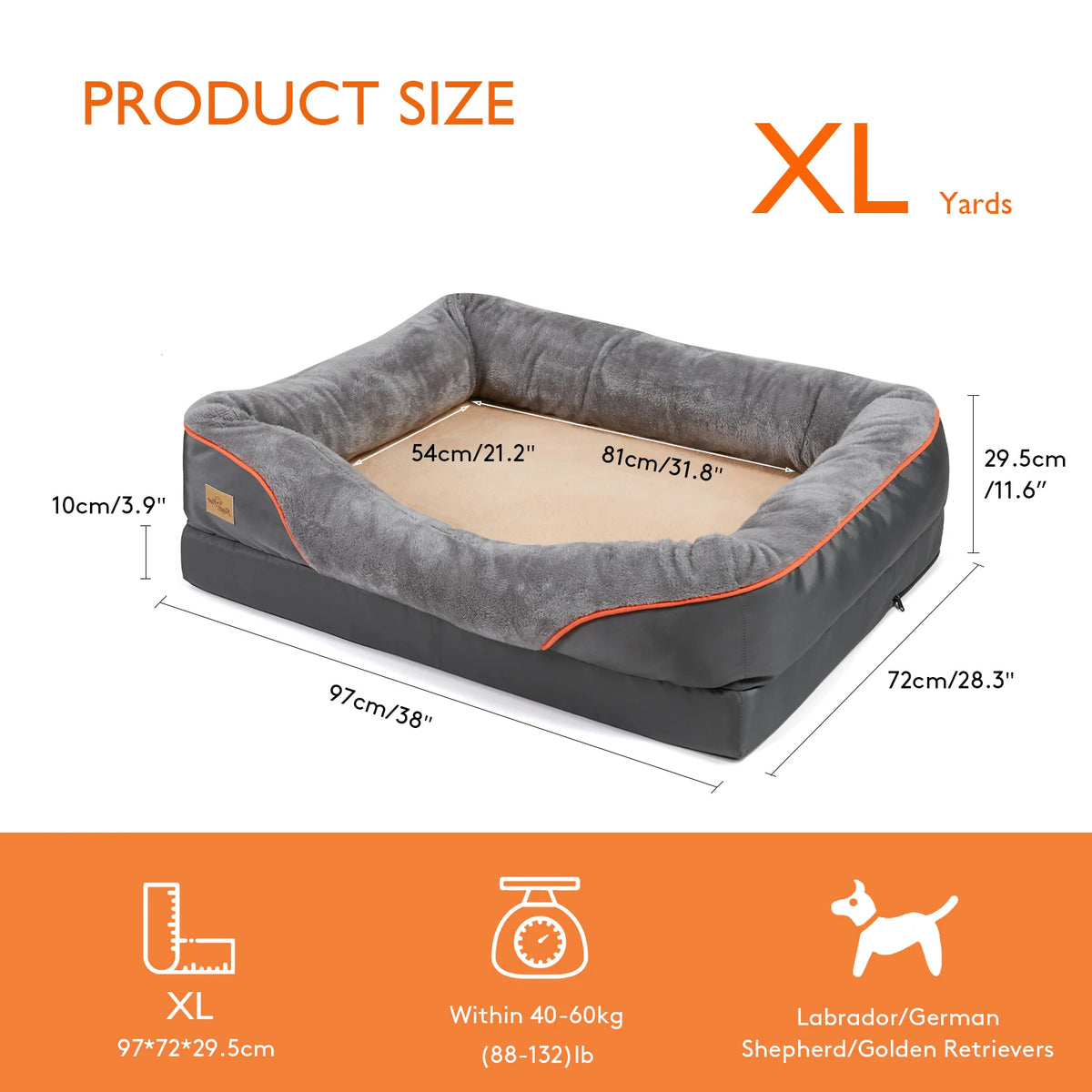 BINGOPAW Waterproof Dog Bed With Washable Fleece Cover