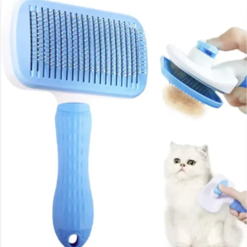 Long Hair Dog Cat Shedding Brush Multifunctional Bath Cleaning Grooming Comb Self-cleaning Pet Essential Supplies