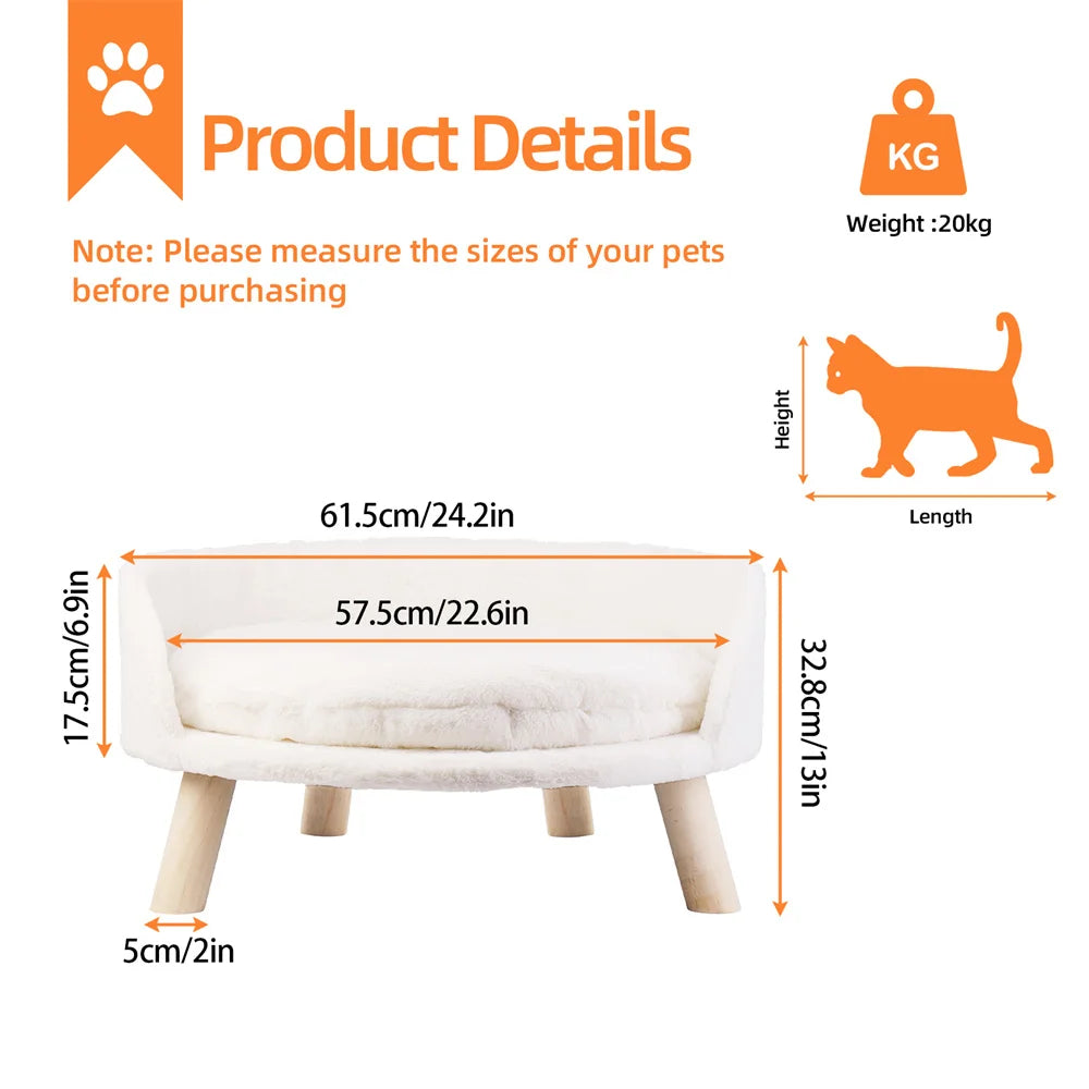 Borwart Elevated Pet Sofa Bed With Removable Waterproof Cover