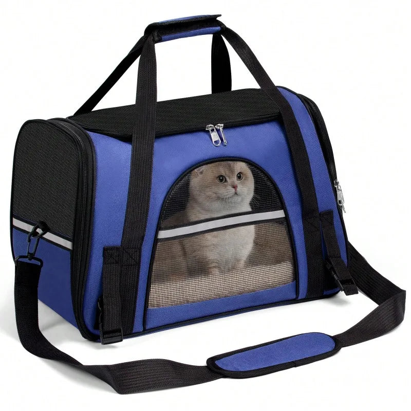 Dog & Cat Outdoor Supplies Secure Zipper Anti-Escape Pet Carrier Backpack | Spacious Ventilated Foldable Cat/Dog Travel Bag | Car & Airline Approved Collapsible Cage With Breathable Design