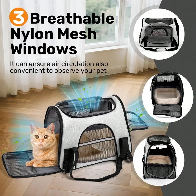 Dog & Cat Outdoor Supplies Secure Zipper Anti-Escape Pet Carrier Backpack | Spacious Ventilated Foldable Cat/Dog Travel Bag | Car & Airline Approved Collapsible Cage With Breathable Design