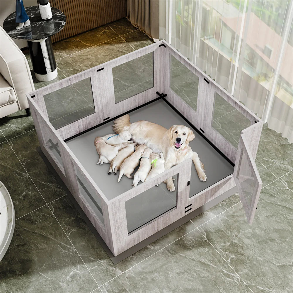 Borwart Heavy Duty Indoor Glass Dog Playpen With Waterproof Mat