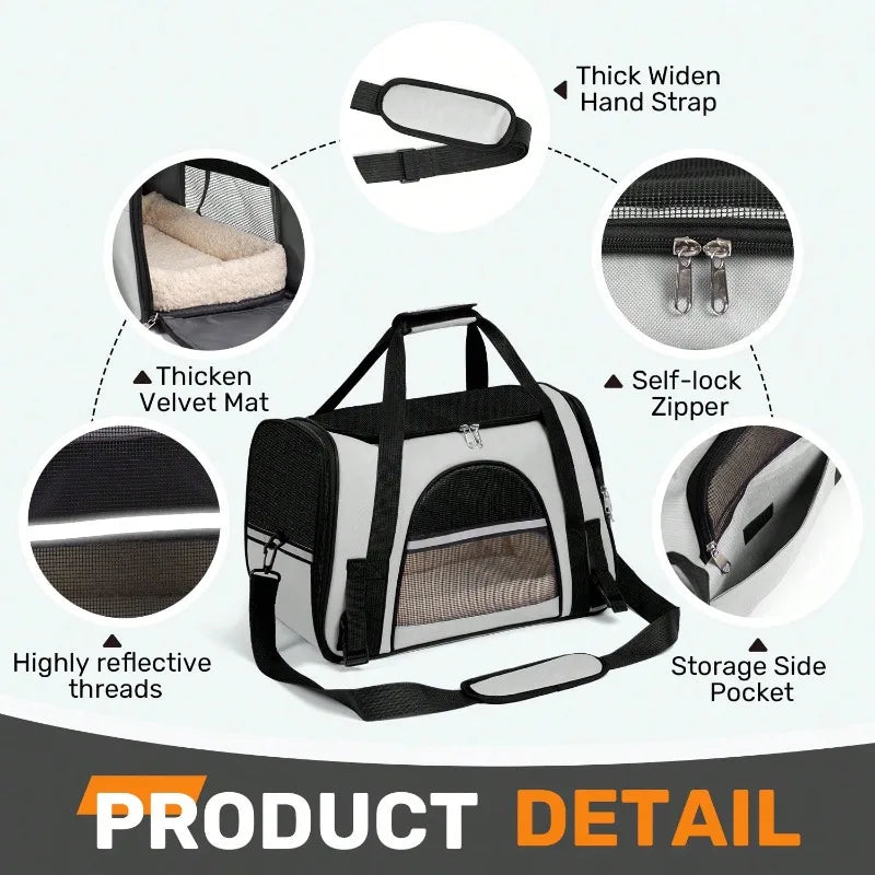 Dog & Cat Outdoor Supplies Secure Zipper Anti-Escape Pet Carrier Backpack | Spacious Ventilated Foldable Cat/Dog Travel Bag | Car & Airline Approved Collapsible Cage With Breathable Design