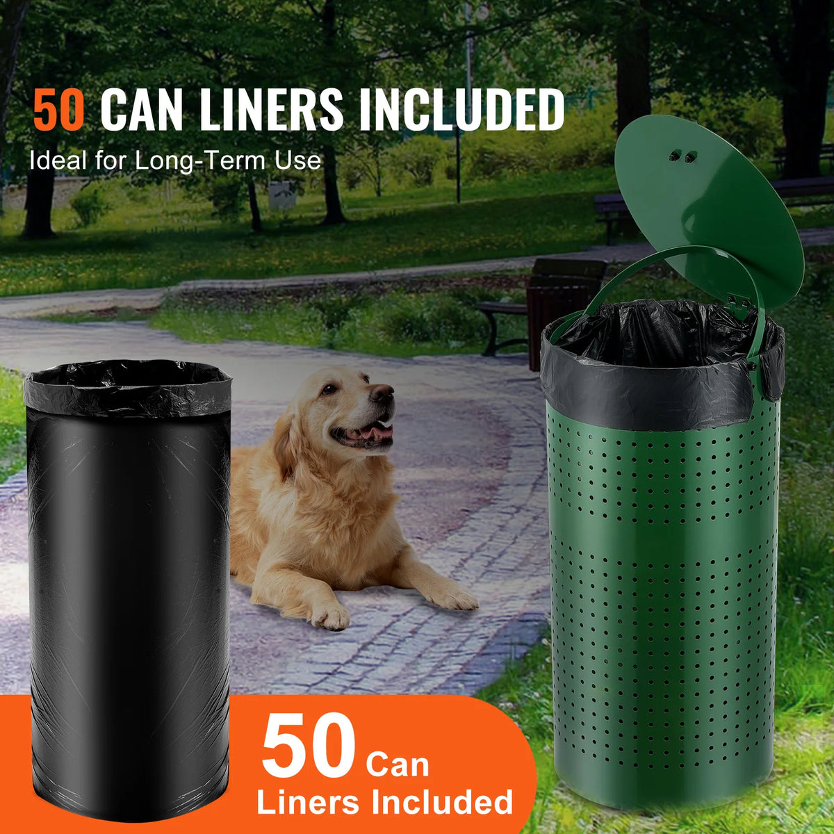 VEVOR Dog Poop Trash Can 11.5 Gallons Outdoor Dog Waste Bin with Lid for Pet Waste Station Dog Waste Disposal Container for Yard