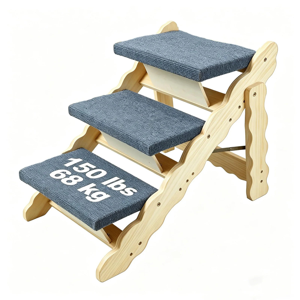 DishyKooker Indoor Wooden Pet Stairs And Folding Ramp