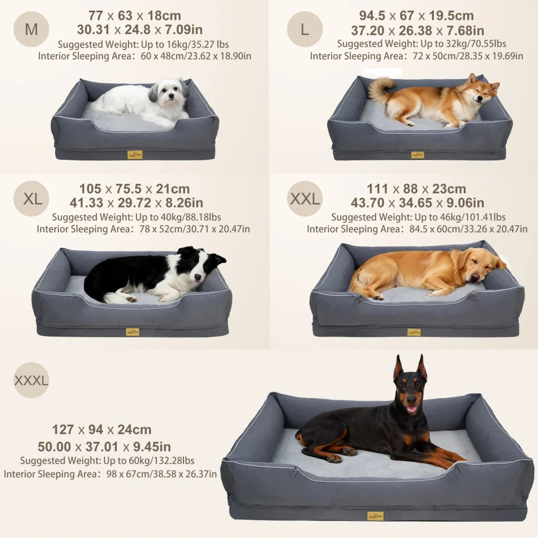 Borwart Orthopedic Dog Bed With Removable Cover And Cushy Bolster