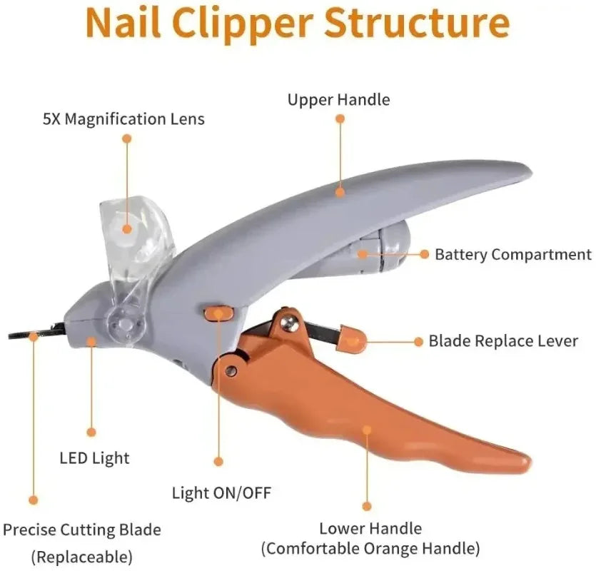 LED Pet Nail Clipper Light Assisted Trimmer For Pets