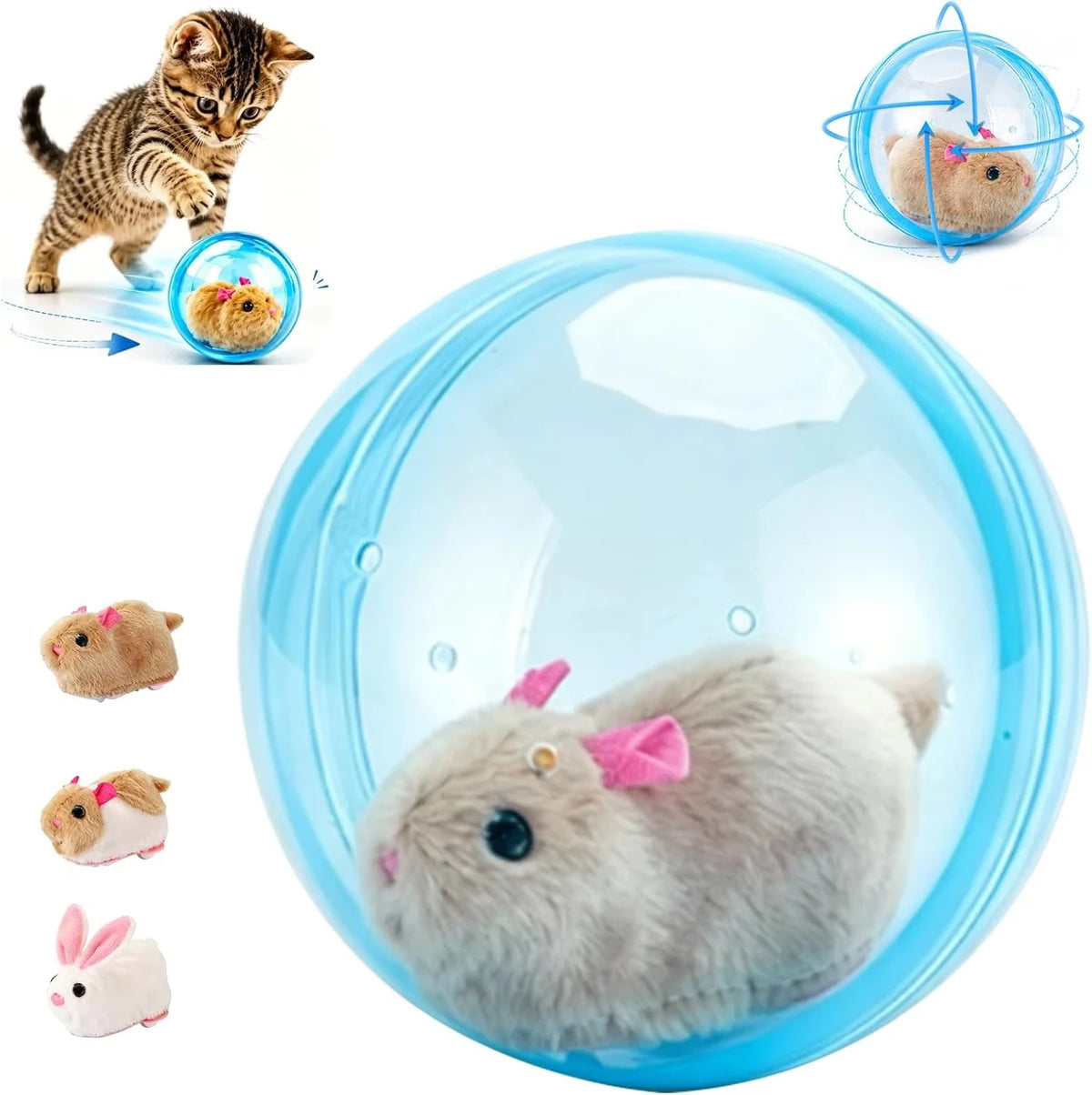 Self Rotating Obstacle Avoidance Cat Toy Ball for Indoor Exercise