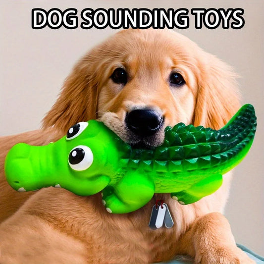 Squeaky Rubber Crocodile Dog Toy For Interactive Play