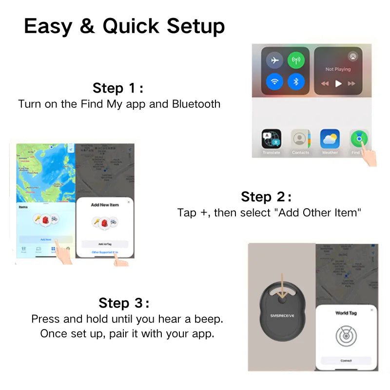 Mini Smart Tracker for iPhone/Apple/iOS Devices, Work with Find My App, MFi certified, Battery Replacable