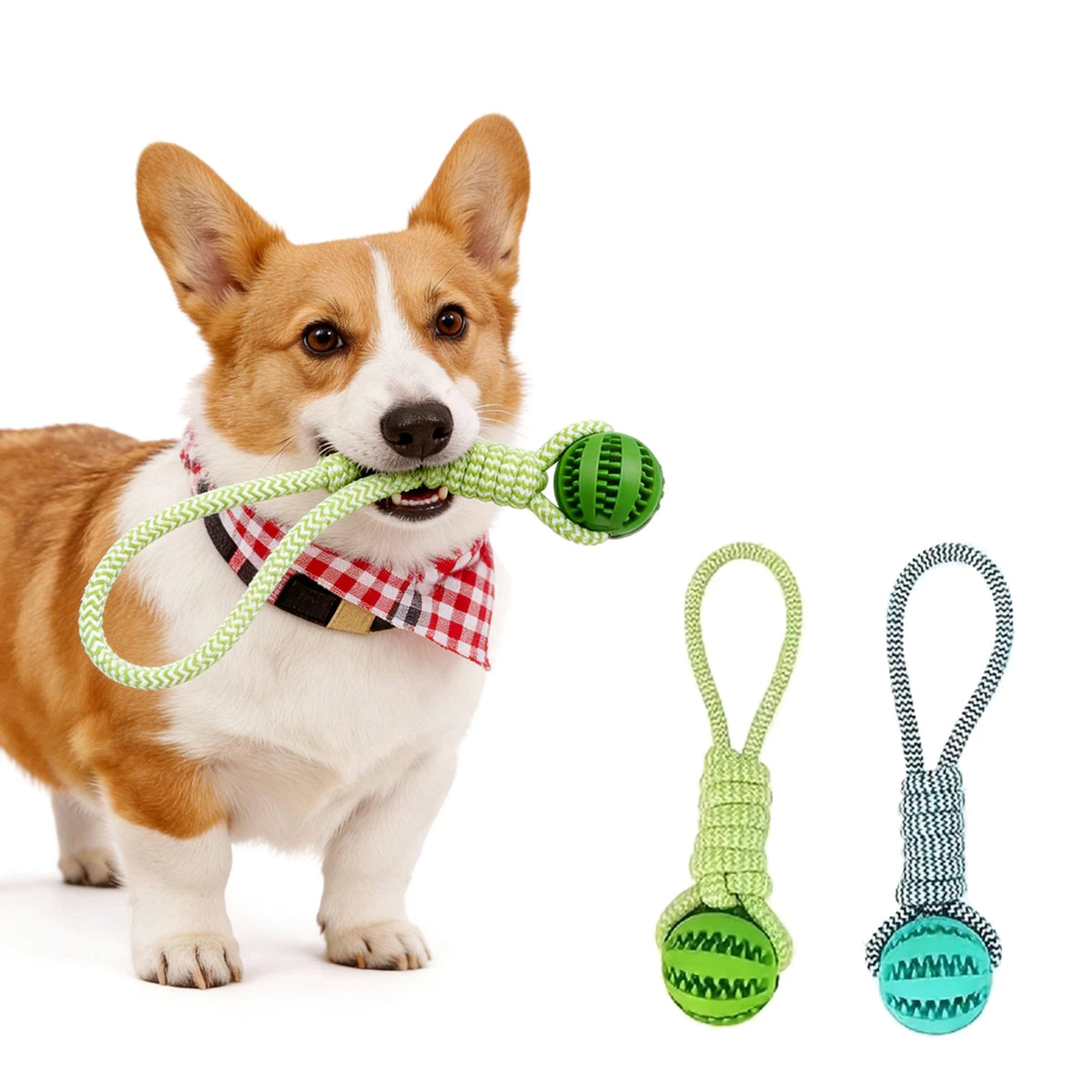 Dog Rope Tug Toy Treat Dispensing Ball For Dental Play