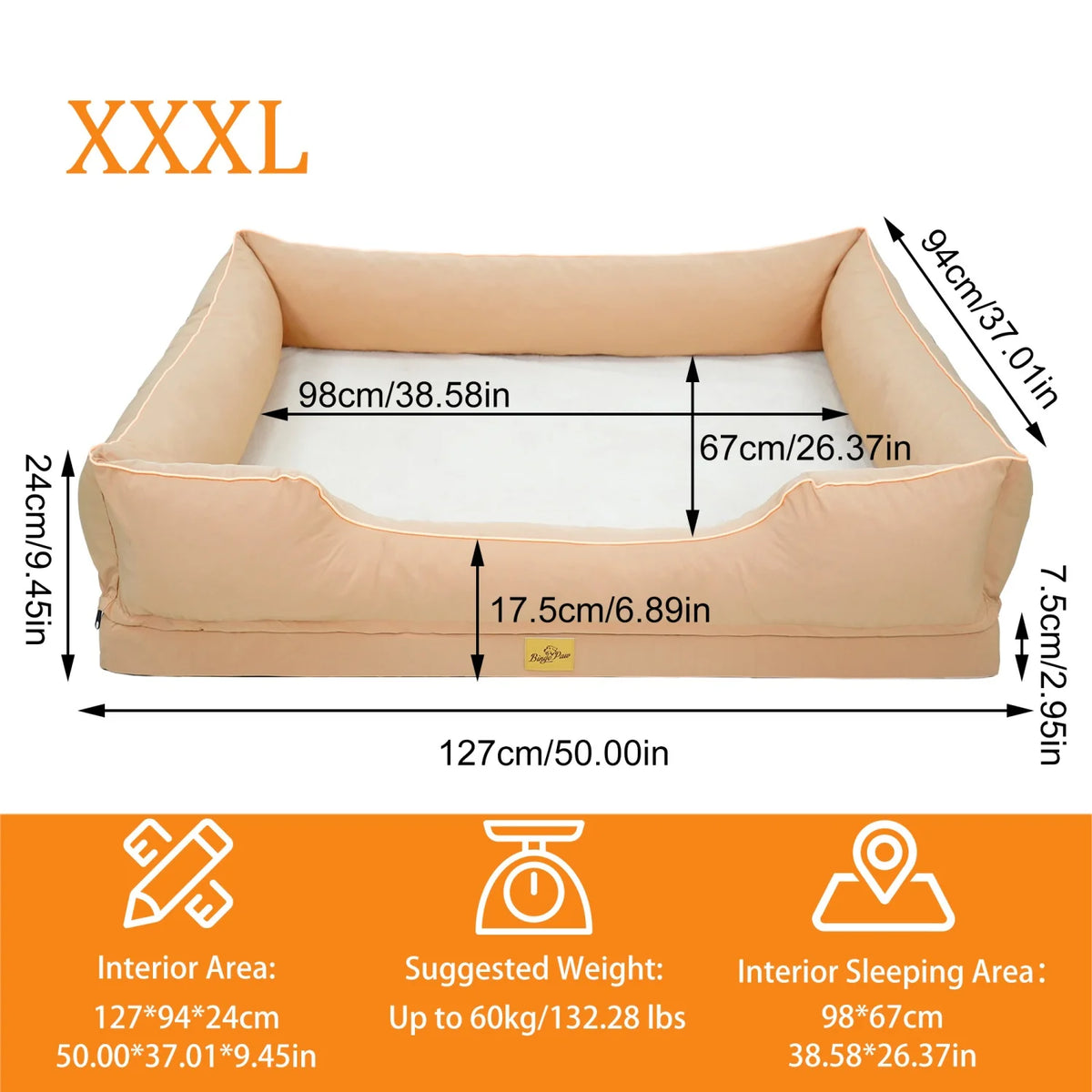 Bingopaw Orthopedic Dog Bed With Removable Washable Cover