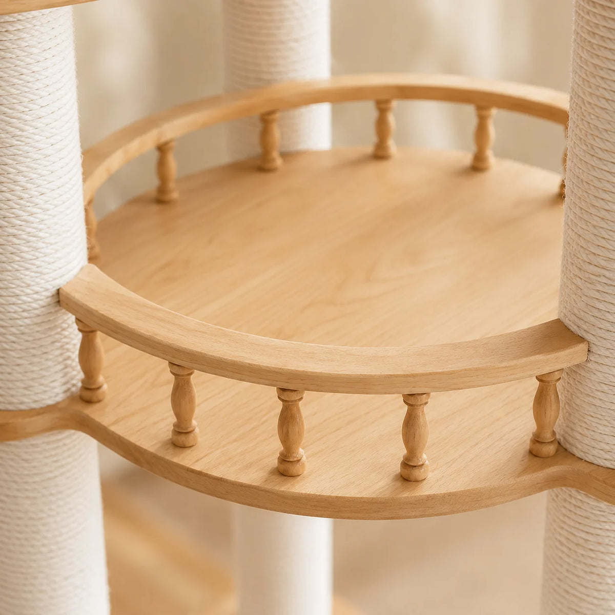 Sturdy Wooden Cat Tree with Condo, Bed and Sisal Posts