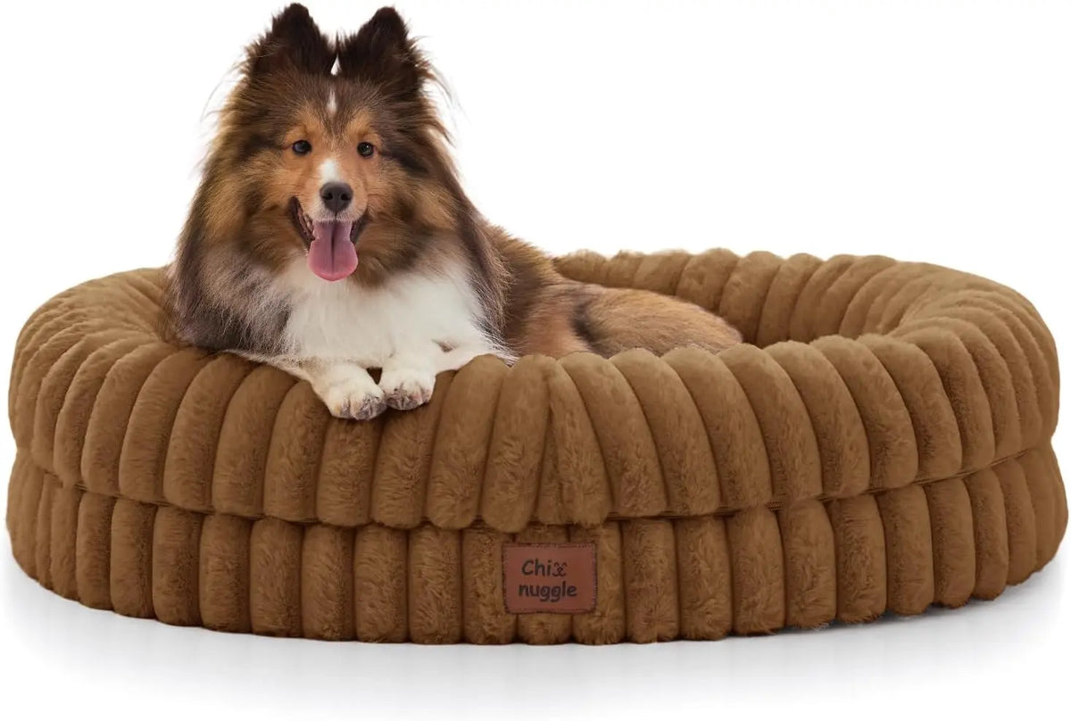 Faux Fur Orthopedic Dog Bolster Bed With Washable Cover