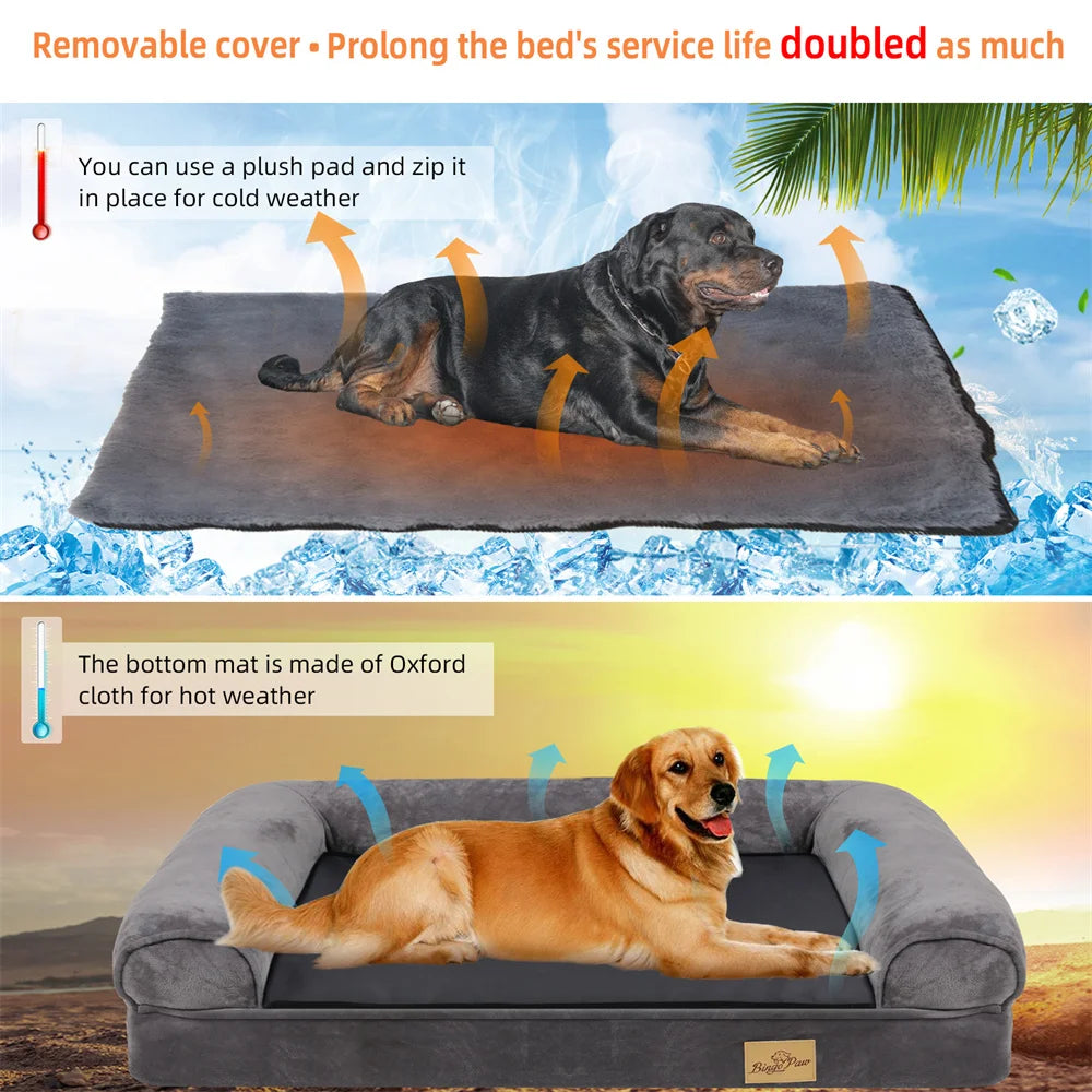 Borwart Orthopedic Memory Foam Dog Bed With Removable Plush Cover