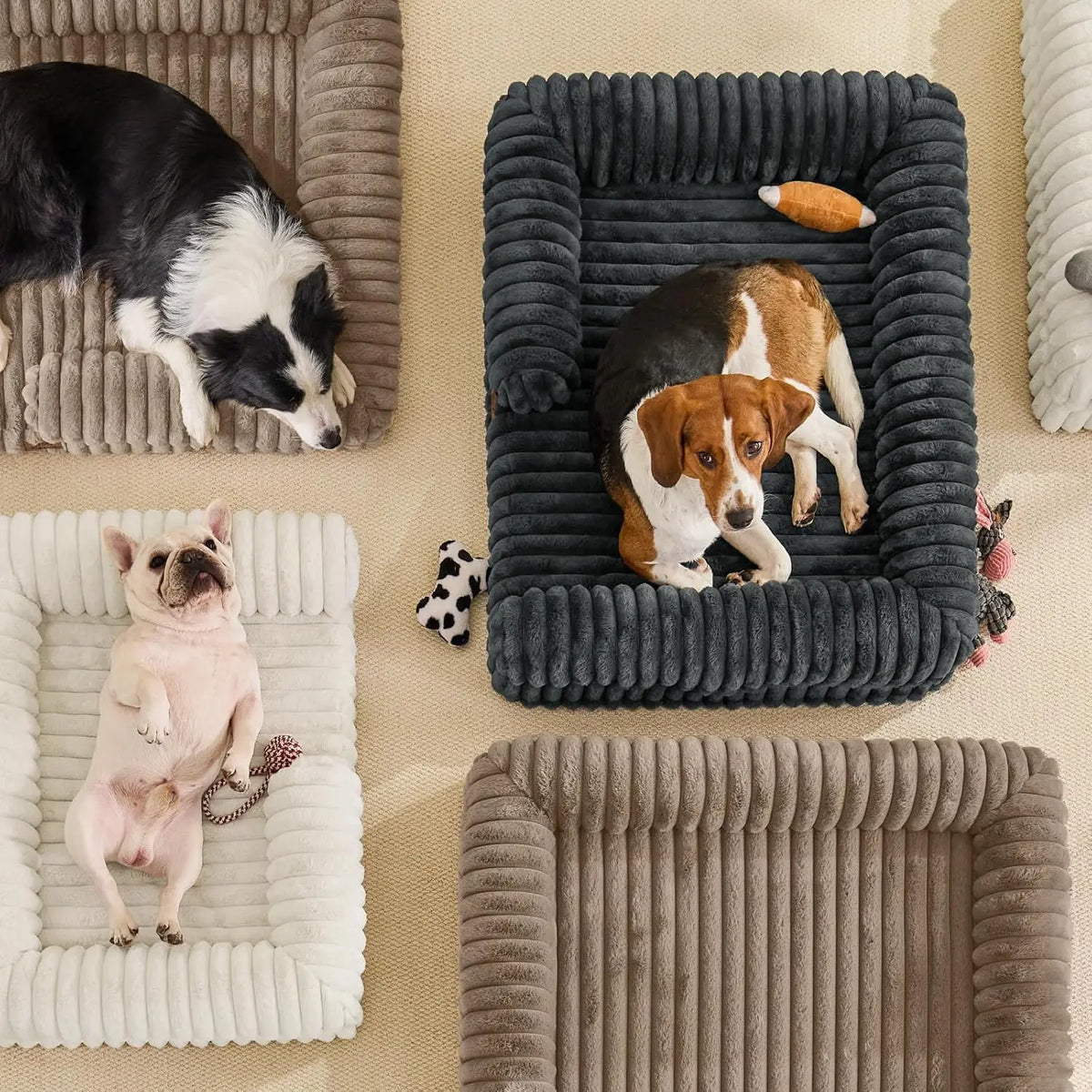 Faux Fur Orthopedic Dog Bolster Bed With Washable Cover