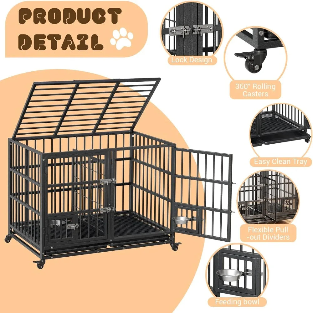 Garvee Heavy Duty Metal Dog Crate With Double Latch Locks