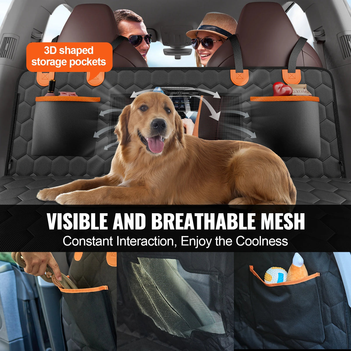 SucceBuy Dog Back Seat Extender Car Cover With Mesh Window
