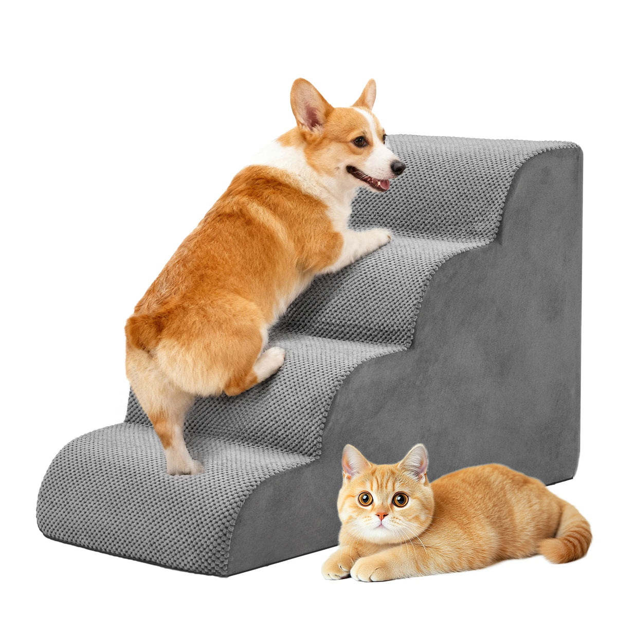 Curved High Density Foam Pet Stairs And Indoor Ramp