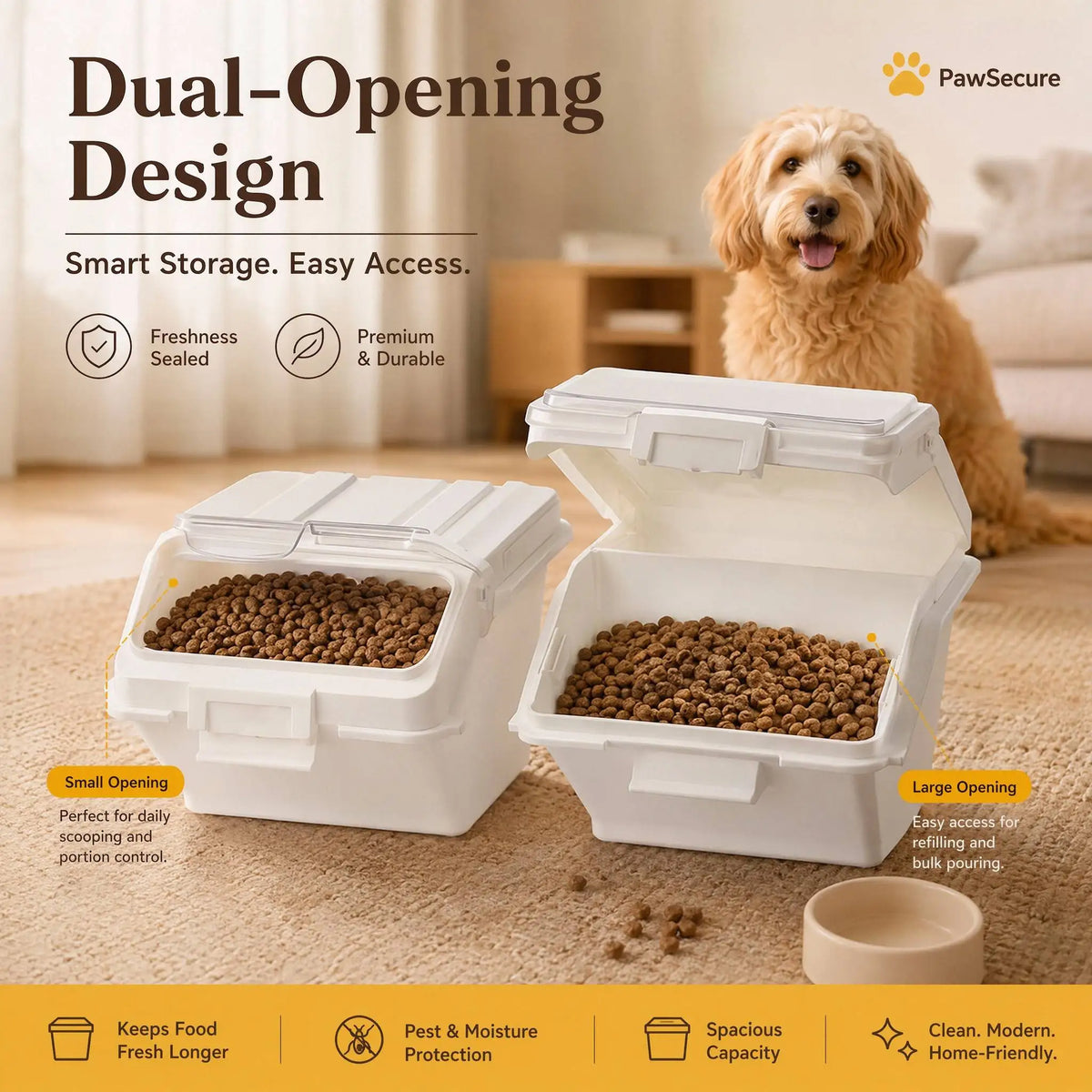 2 Pack Dog Food Storage Container with Scoop, 2 x 10L Large Airtight Pet Dog Food Bin,Container for Dog Treats Rice,Dog Cat Dry Food Bin,Baking Supplies,Flour,Rice,Kitchen