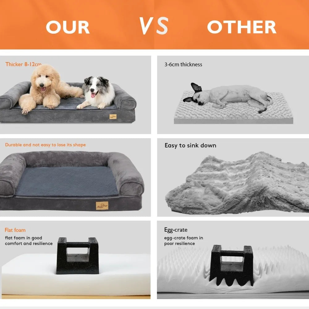 Borwart Orthopedic Memory Foam Calming Dog Bed With Removable Cover