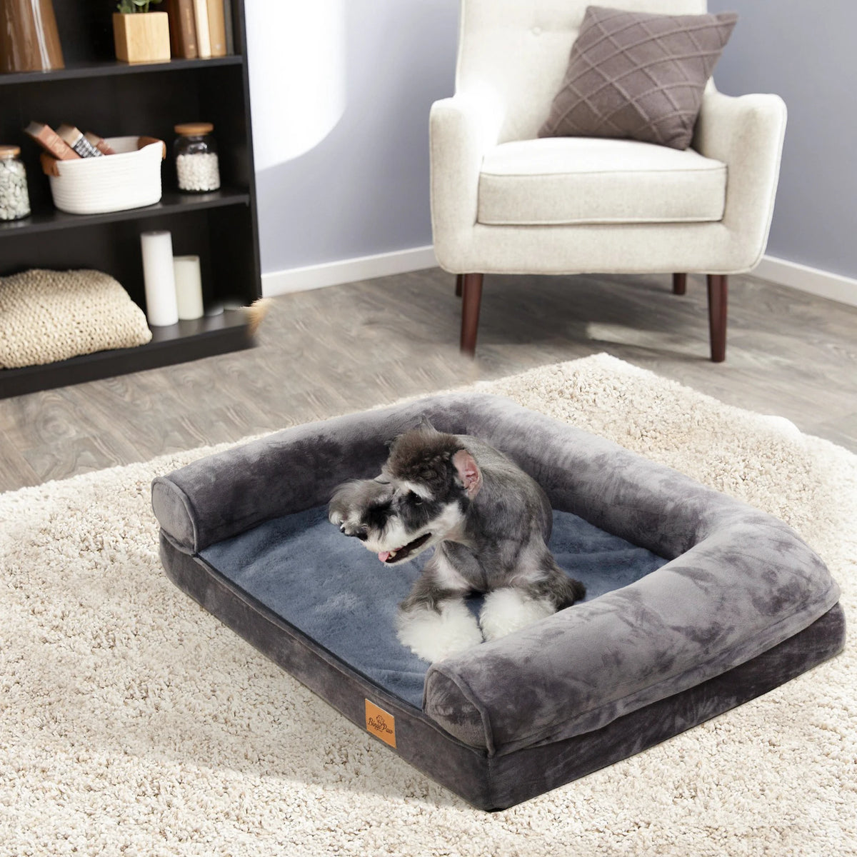 Cozy Bolster Dog Bed With Removable Waterproof Cover And Foam